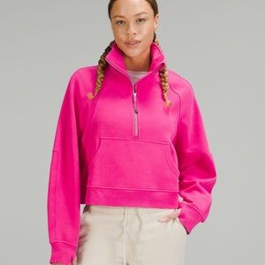 sonic pink lululemon scuba oversized funnel neck half zip